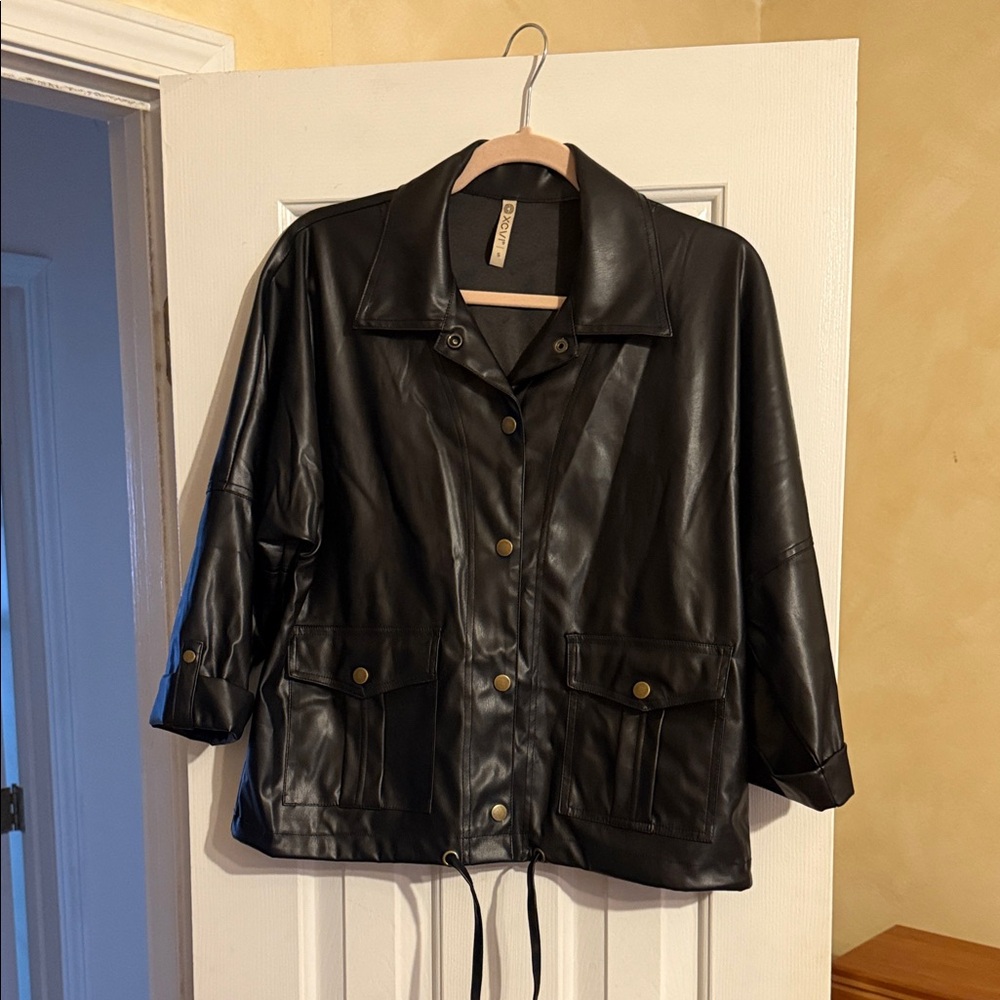 XCVI Black Faux Leather Jacket for Women